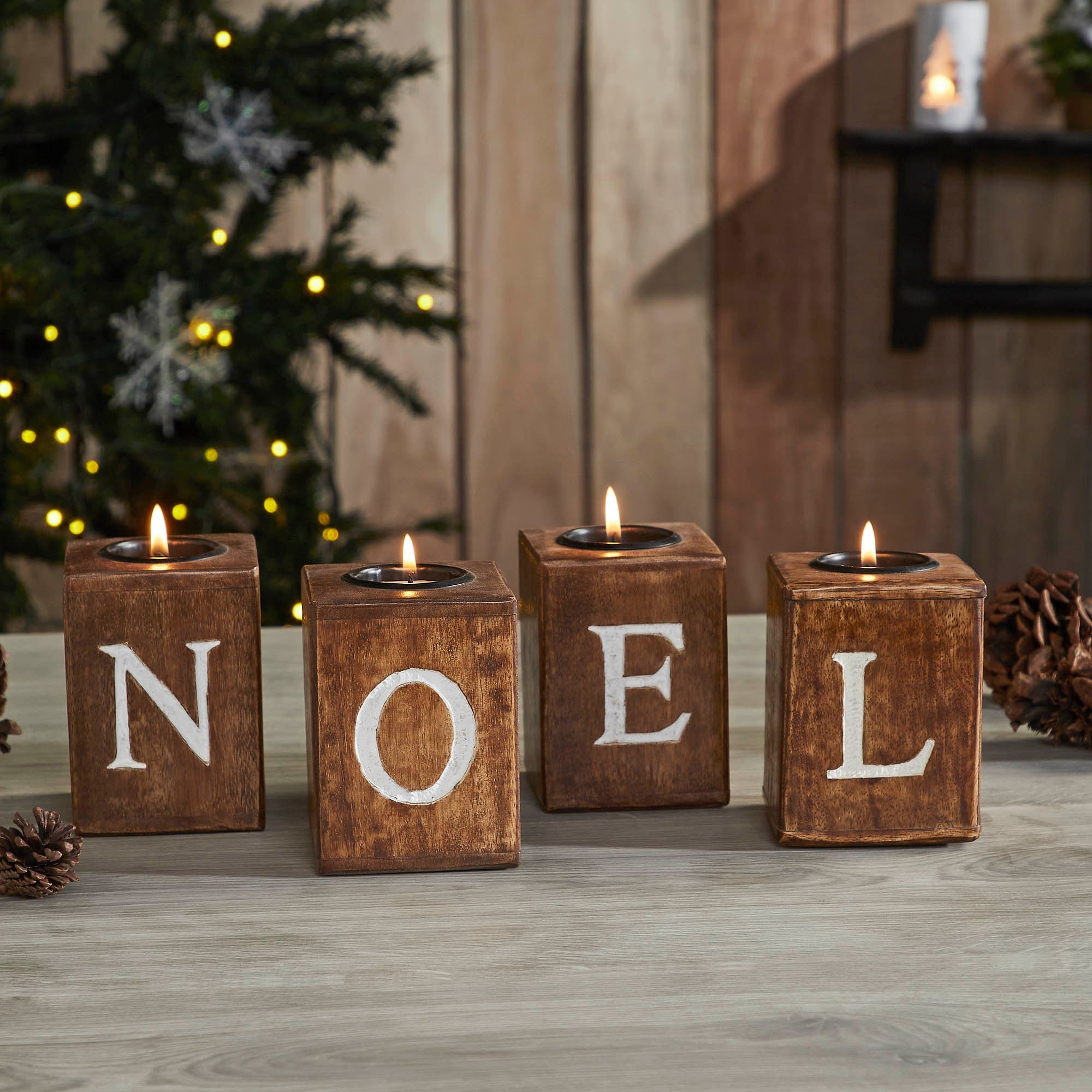 Tealight Holder NOEL Cube Set of 4