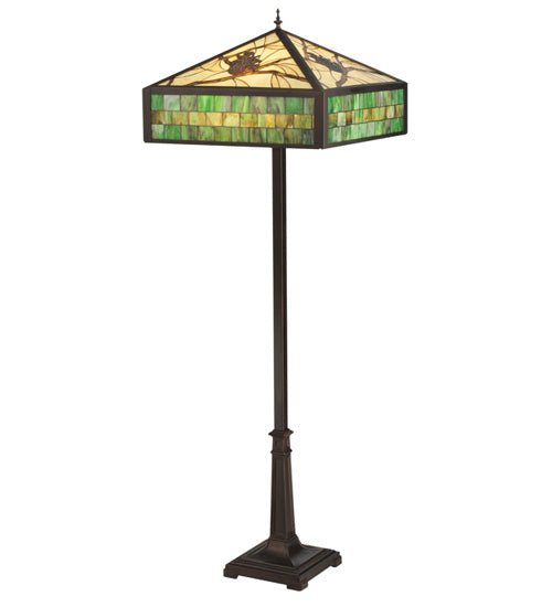 64.5"H Green Pine Branch Mission Floor Lamp - Ozark Cabin Décor, LLC