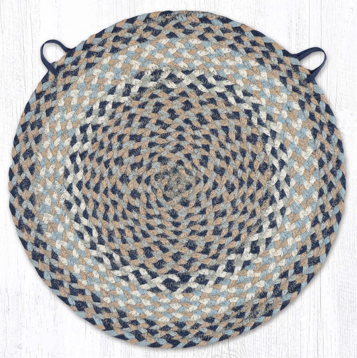 Blue and Natural Chair Pad - Ozark Cabin Décor, LLC