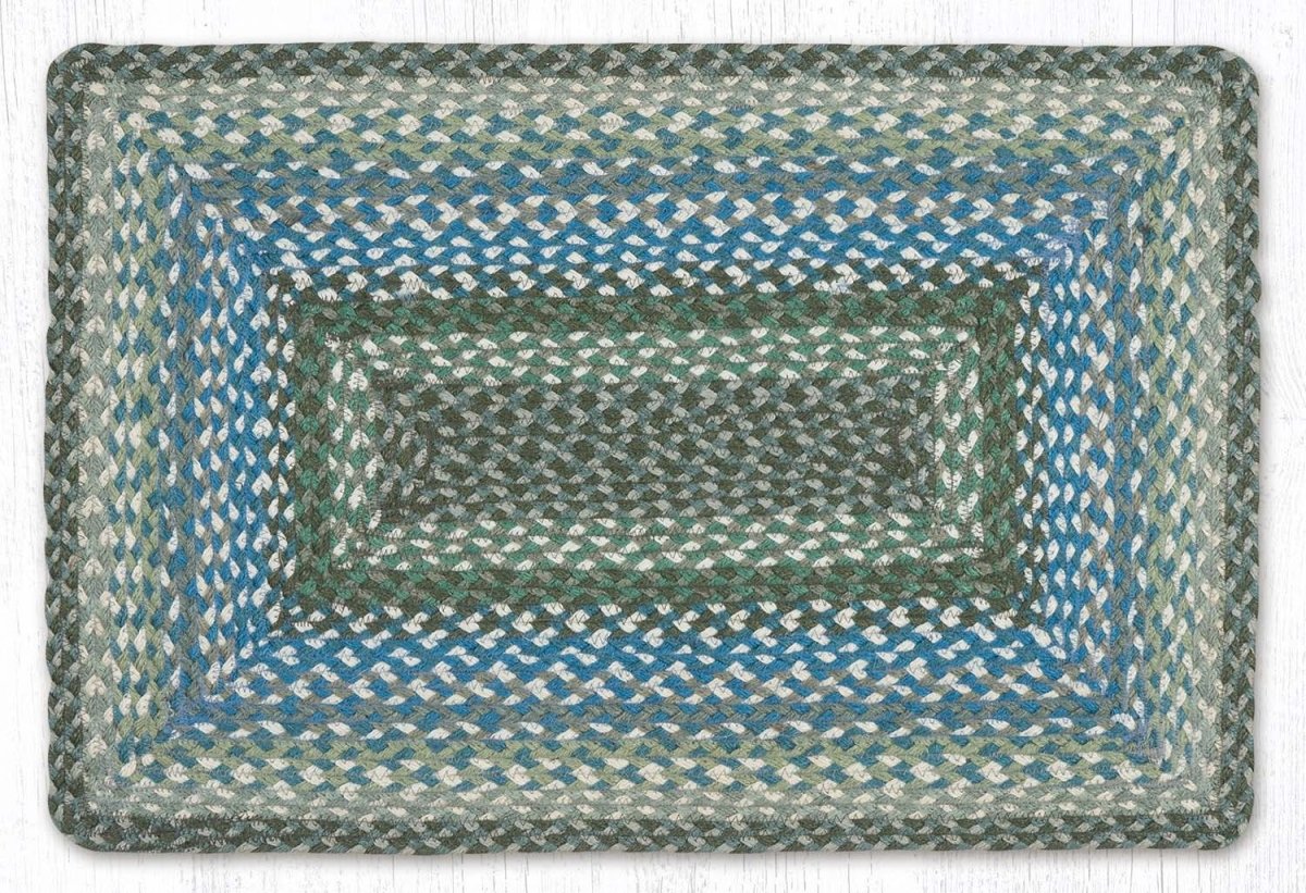 Sage/Ivory/Settlers Blue Braided Jute Rug - Oblong - Ozark Cabin Décor, LLC
