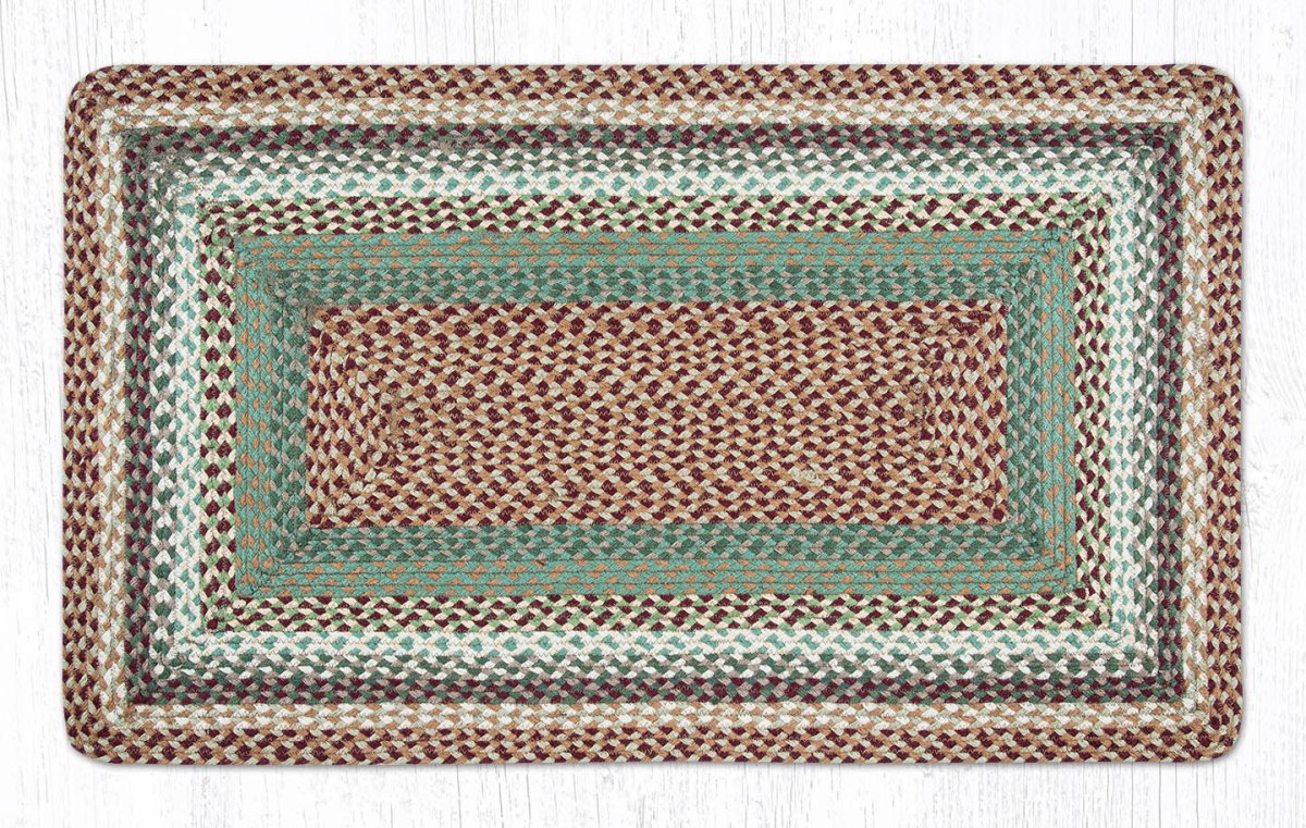 Buttermilk & Cranberry Braided Jute Rug - Oblong - Ozark Cabin Décor, LLC