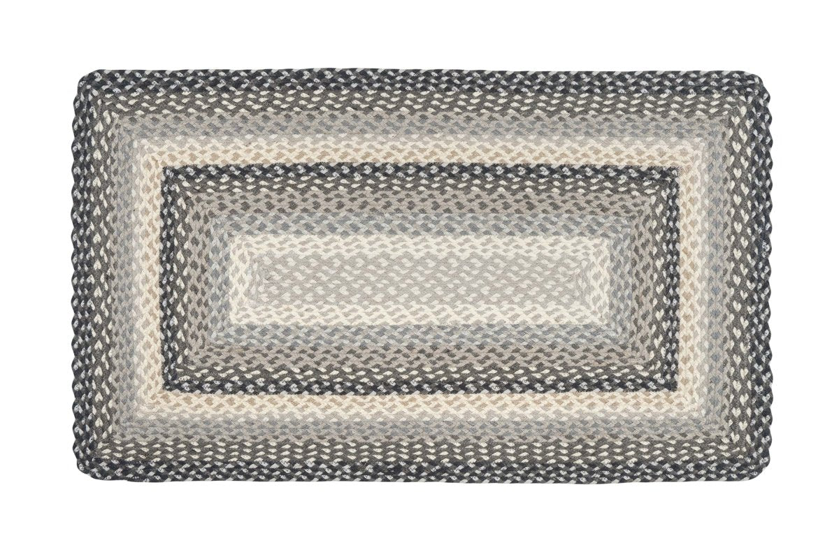 Gray, Sand, & Ivory Braided Rug - Oblong - Ozark Cabin Décor, LLC