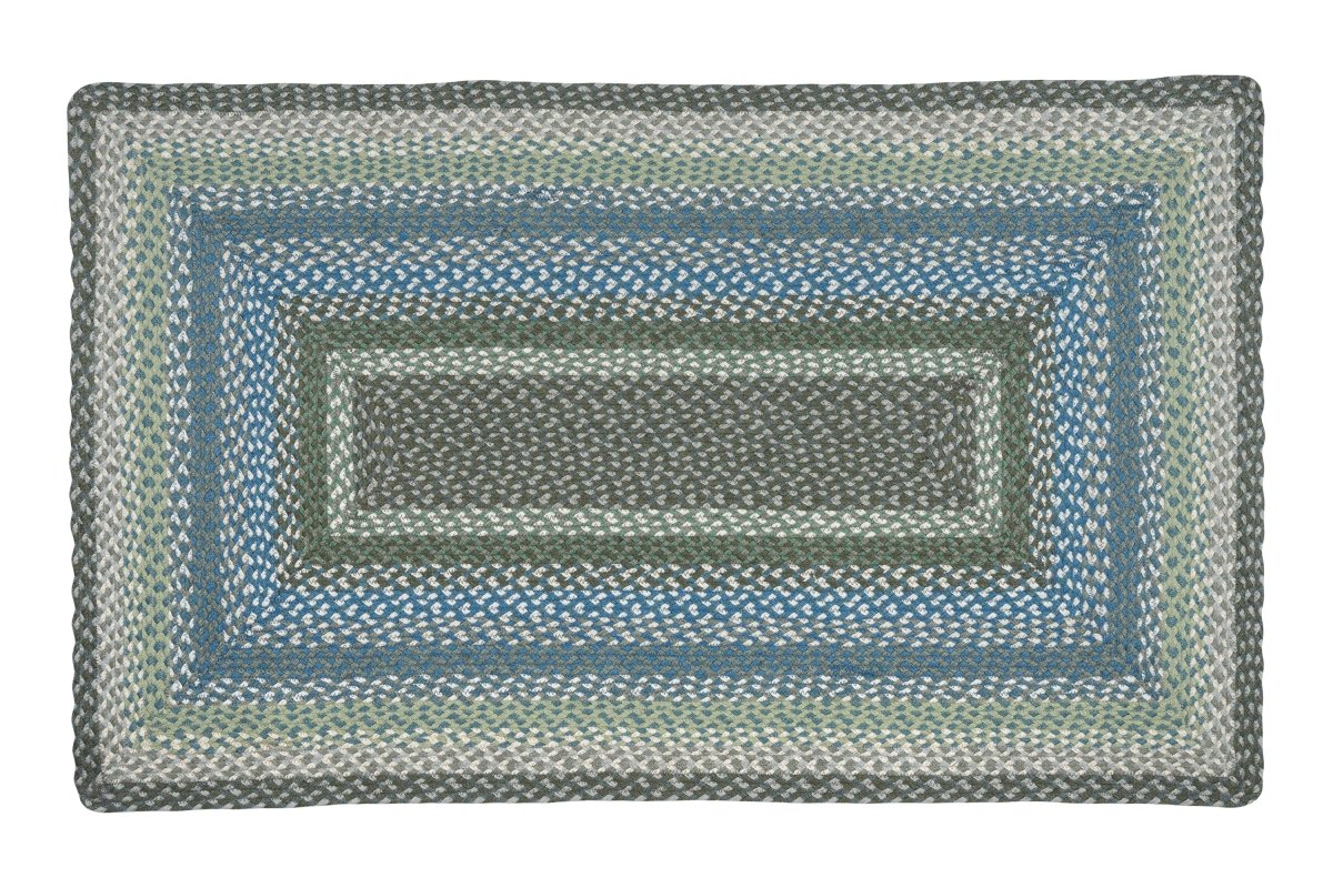 Sage/Ivory/Settlers Blue Braided Jute Rug - Oblong - Ozark Cabin Décor, LLC