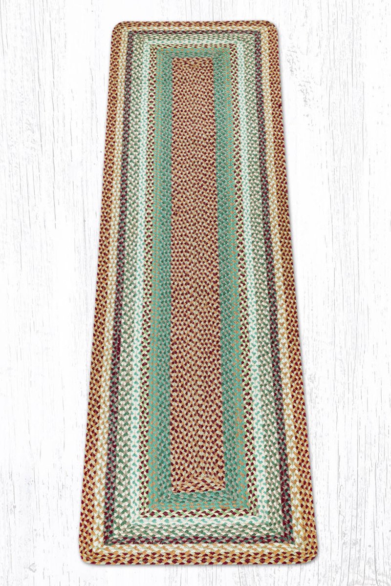 Buttermilk & Cranberry Braided Jute Rug - Oblong - Ozark Cabin Décor, LLC
