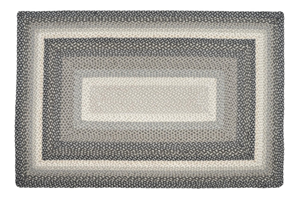 Gray, Sand, & Ivory Braided Rug - Oblong - Ozark Cabin Décor, LLC
