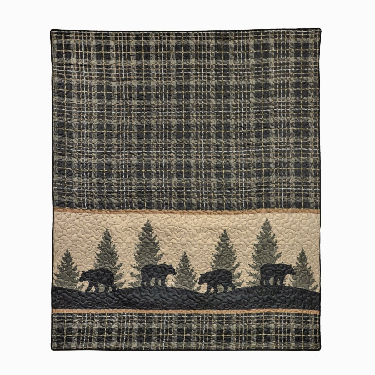 Bear Walk Plaid 2 - Pc Quilted Bedding Set - Twin - Ozark Cabin Décor, LLC