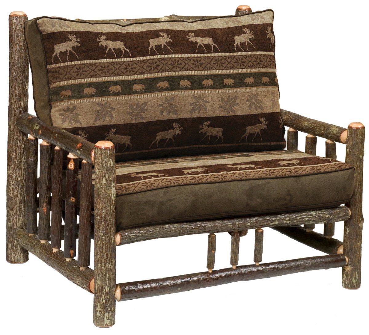 Hickory Log Chair - and - a - Half - UF - Ozark Cabin Décor, LLC