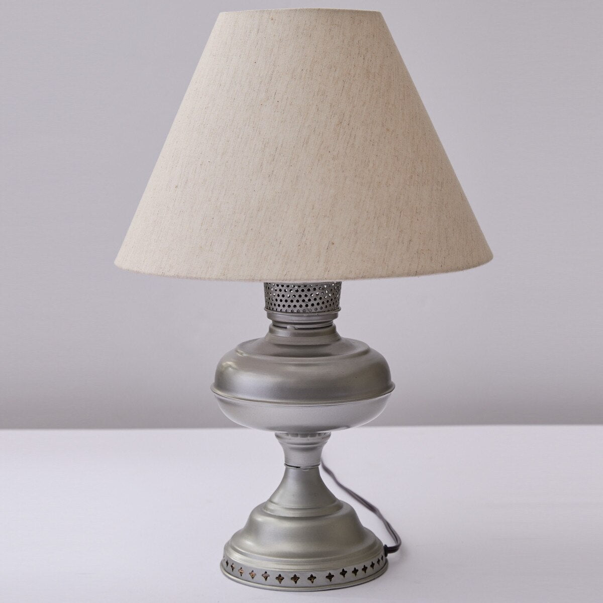Oil Lamp with Shade - Antique Pewter - Ozark Cabin Décor, LLC