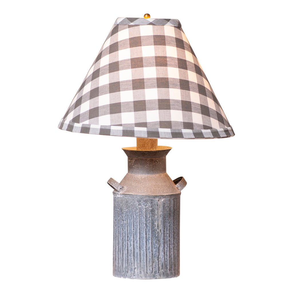 Milk Jug Lamp w/Gray Check Shade - Ozark Cabin Décor, LLC
