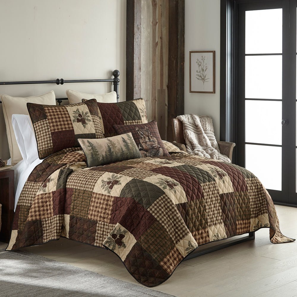 Pine Panels Reversible Quilted Bedding Set - 3 Sizes - Ozark Cabin Décor, LLC