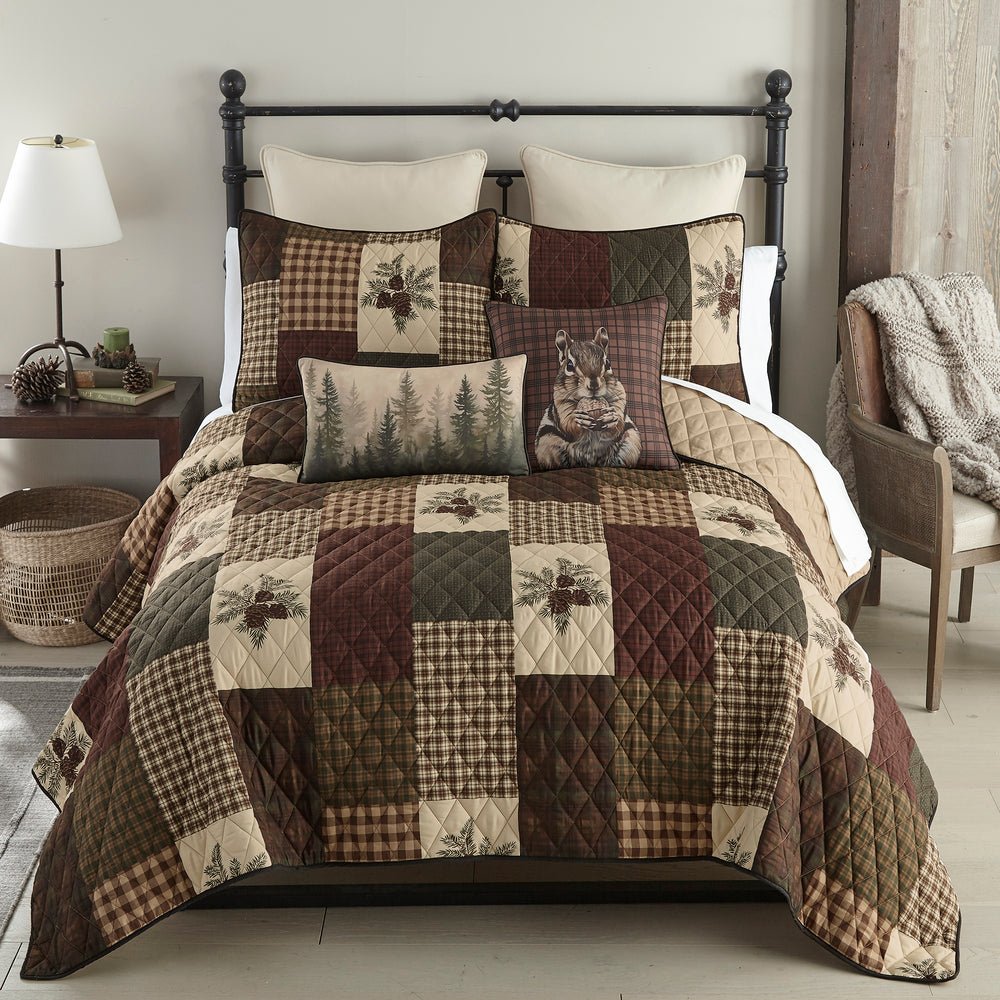 Pine Panels Reversible Quilted Bedding Set - 3 Sizes - Ozark Cabin Décor, LLC