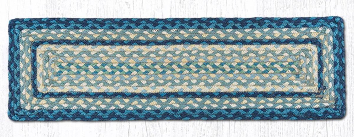 Breezy Blue, Taupe, & Ivory Stair Tread - Ozark Cabin Décor, LLC