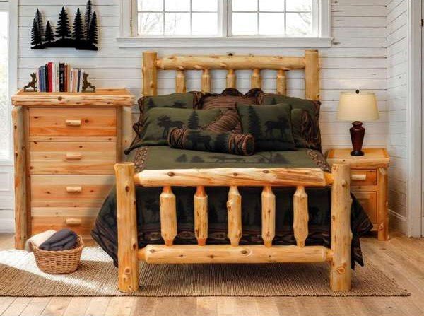 Traditional Cedar Log Bed - 4 Sizes - Ozark Cabin Décor, LLC