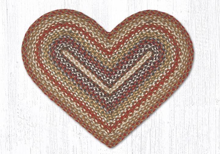 C-300 Honey, Vanilla, and Ginger Braided Rug - Heart - Ozark Cabin Décor, LLC