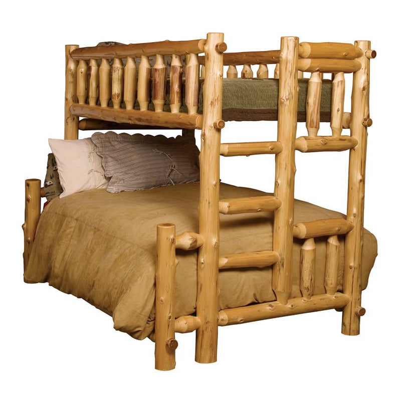 Cedar Log Traditional Double/Single Bunk Bed - Ladder Left - Ozark Cabin Décor, LLC