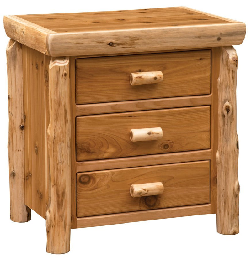 Cedar Log XL 3-Drawer Nightstand - Ozark Cabin Décor, LLC