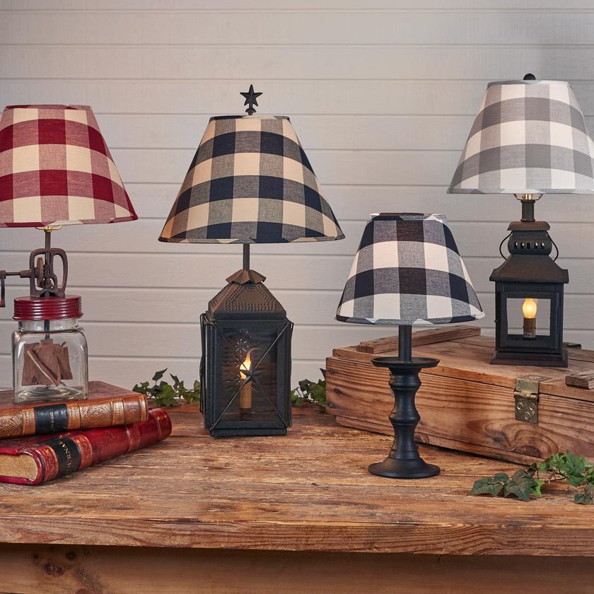Wicklow Check 14" Lamp Shade - Black & White - Ozark Cabin Décor, LLC
