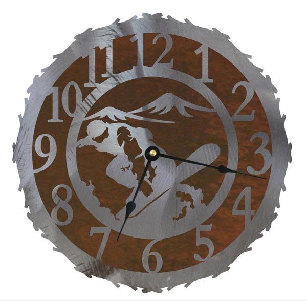Snowboarder 12" Round Metal Wall Clock - Ozark Cabin Décor, LLC