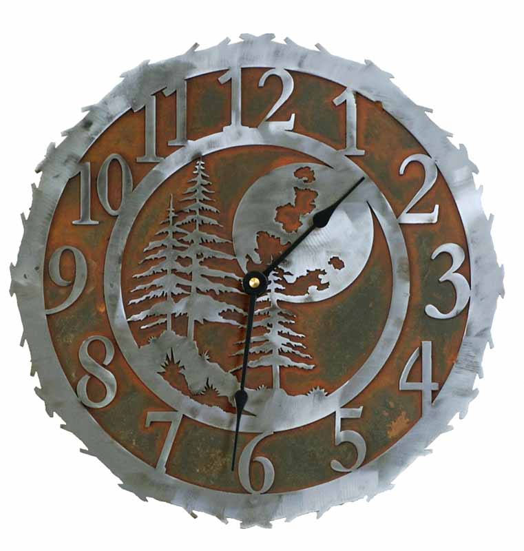 Midnight Moon 12" Round Metal Wall Clock - Ozark Cabin Décor, LLC