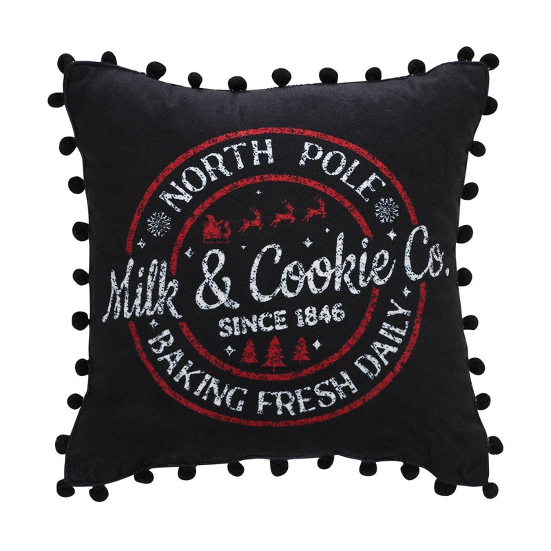 Black Check Milk & Cookies Christmas Pillow - Ozark Cabin Décor, LLC