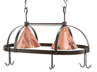 Dutch Oval Hand-Forged Iron Lighted Pot Rack With Copper Shade - Ozark Cabin Décor, LLC