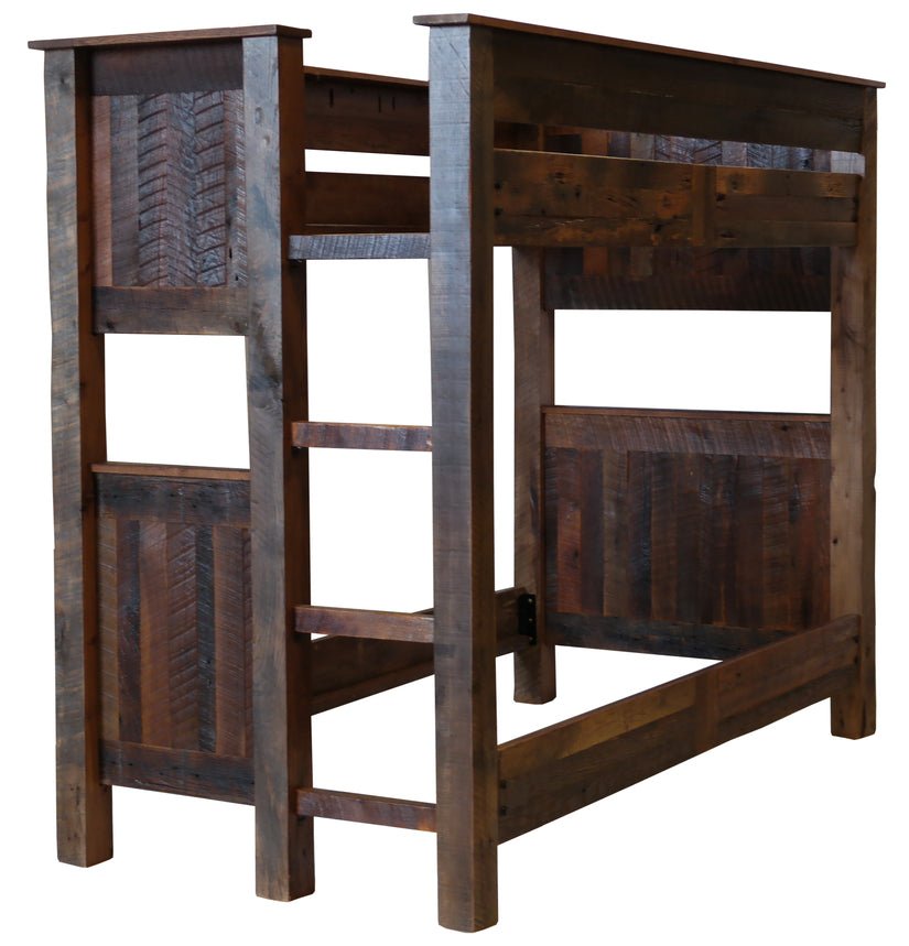 B10121 Fireside Lodge Barnwood Single/Single Bunk Bed - Ladder Right - Ozark Cabin Décor, LLC