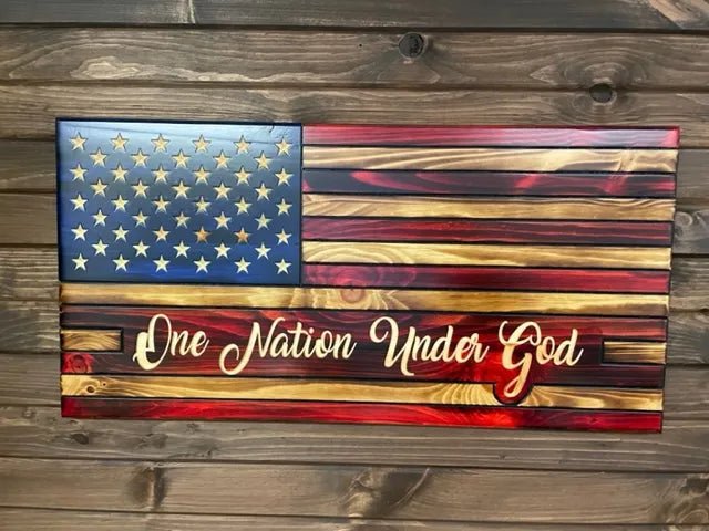 One Nation Under God Wooden American Flag - Ozark Cabin Décor, LLC