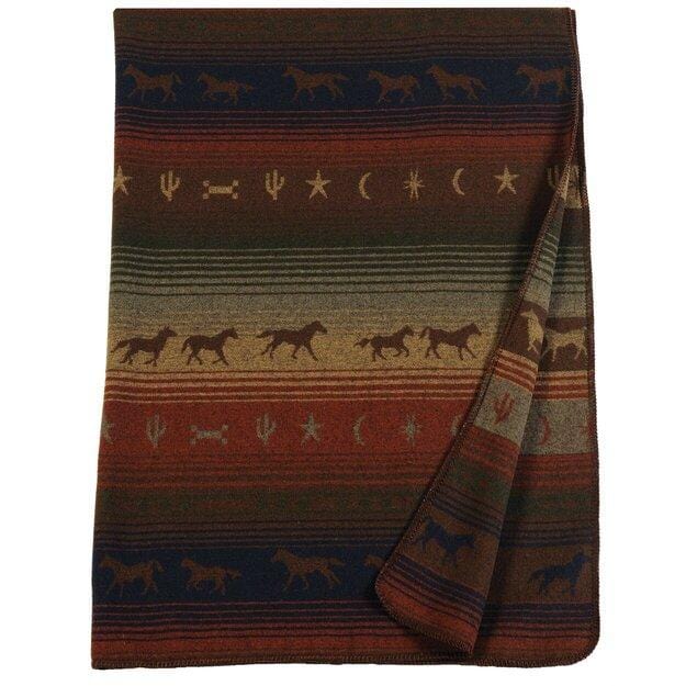 WD28690 60" x 72" Wooded River Soft, Warm, Italian Wool Blend Mustang Canyon Reversible Throw