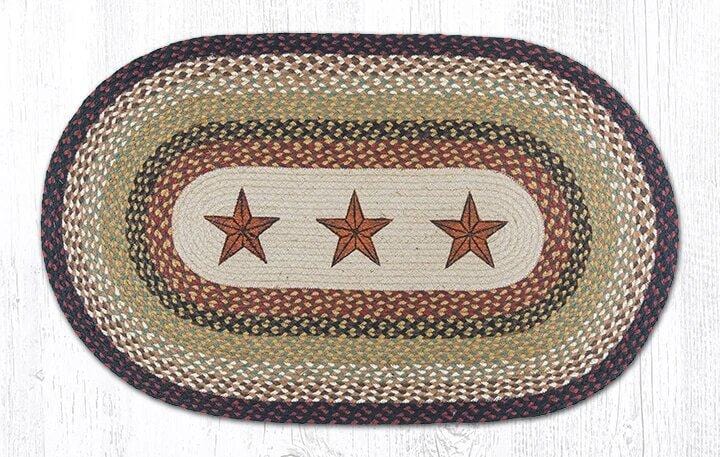 OP-019 Rustic Barn Stars Braided Jute Rug - Ozark Cabin Décor, LLC