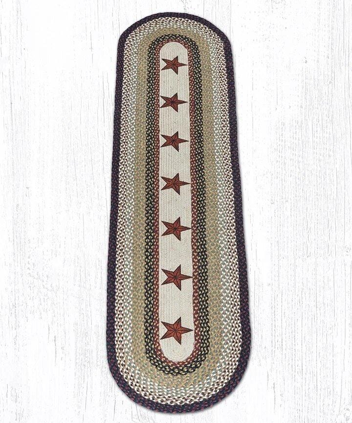 OP-019 Rustic Barn Stars Braided Jute Rug - Ozark Cabin Décor, LLC