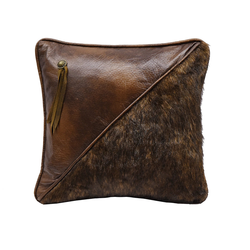 Half Faux Fur & Faux Leather Pillow - Ozark Cabin Décor, LLC