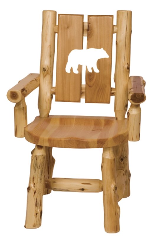 Cedar Log Cut-Out Arm Dining Chair - Bear - Ozark Cabin Décor, LLC