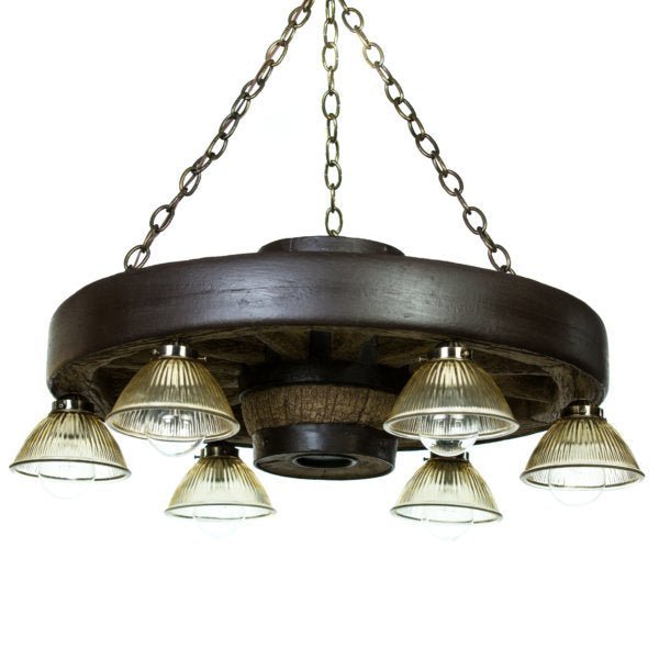 Small Wagon Wheel Chandelier With Downlights - Ozark Cabin Décor, LLC