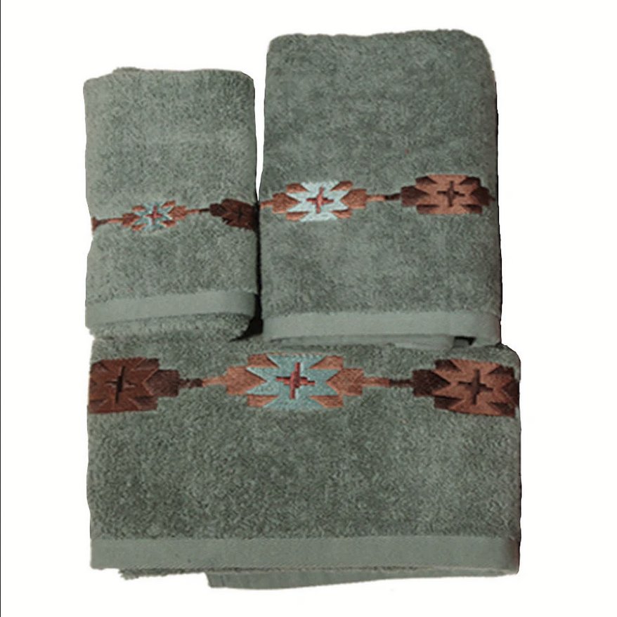 Socorro Embroidery 6-PC Bath Towel Set - Turquoise - Ozark Cabin Décor, LLC