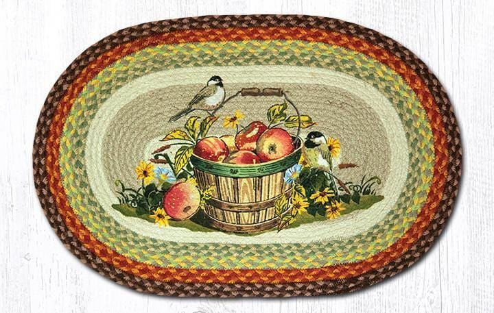 OP-426 Apple Chickadee Oval Braided Rug - Ozark Cabin Décor, LLC