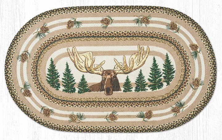 OP-051 Bull Moose Oval Braided Rug - Ozark Cabin Décor, LLC