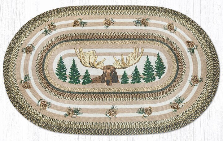 OP-051 Bull Moose Oval Braided Rug - Ozark Cabin Décor, LLC
