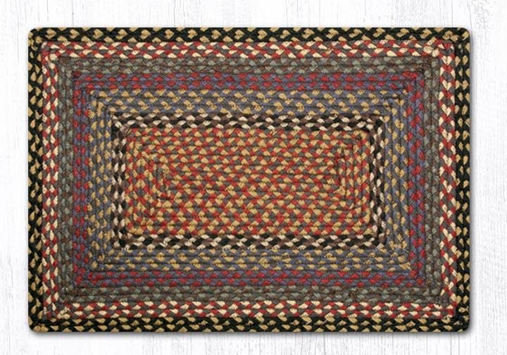 C-043 Burgundy, Blue, & Gray Braided Rug - Oblong - Ozark Cabin Décor, LLC