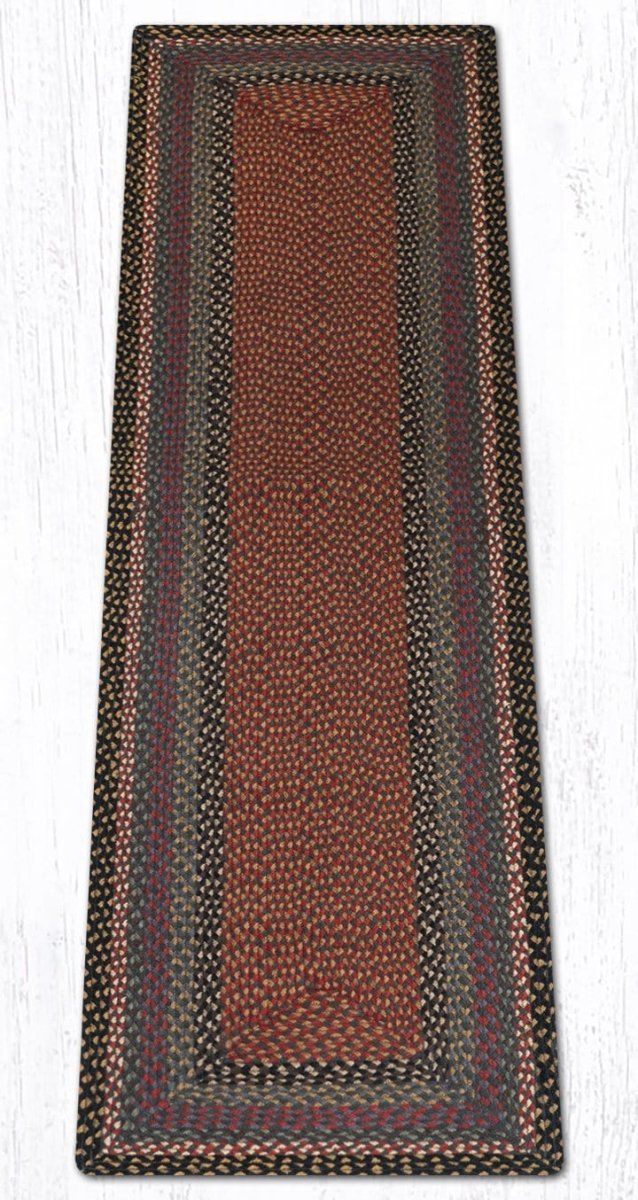 C-043 Burgundy, Blue, & Gray Braided Rug - Oblong - Ozark Cabin Décor, LLC