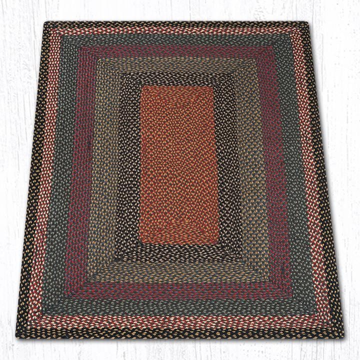 C-043 Burgundy, Blue, & Gray Braided Rug - Oblong - Ozark Cabin Décor, LLC