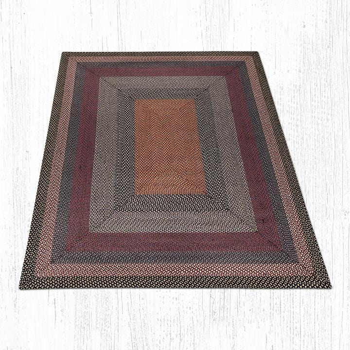 C-043 Burgundy, Blue, & Gray Braided Rug - Oblong - Ozark Cabin Décor, LLC
