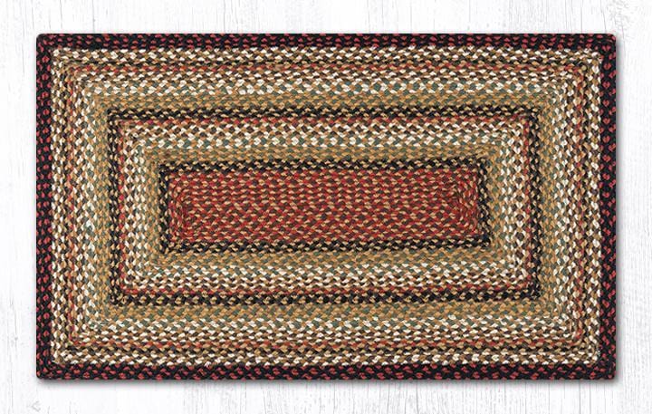C-319 Burgundy, Mustard, & Ivory Braided Rug - Oblong - Ozark Cabin Décor, LLC