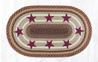 OP-357 Burgundy Stars Braided Rug - Ozark Cabin Décor, LLC