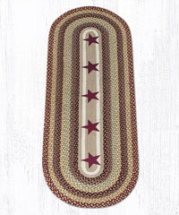 OP-357 Burgundy Stars Braided Rug - Ozark Cabin Décor, LLC