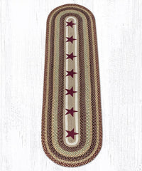 OP-357 Burgundy Stars Braided Rug - Ozark Cabin Décor, LLC