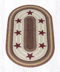 OP-357 Burgundy Stars Braided Rug - Ozark Cabin Décor, LLC
