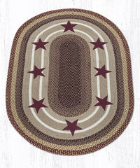 OP-357 Burgundy Stars Braided Rug - Ozark Cabin Décor, LLC