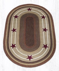 OP-357 Burgundy Stars Braided Rug - Ozark Cabin Décor, LLC