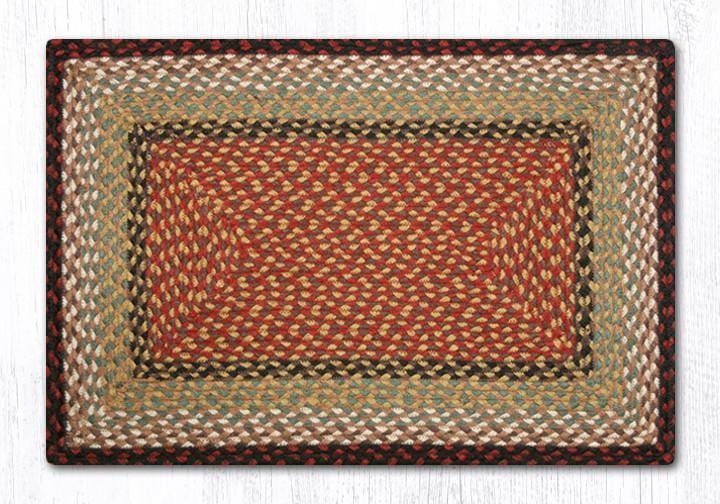 C-019 Burgundy & Mustard Braided Rug - Oblong - Ozark Cabin Décor, LLC