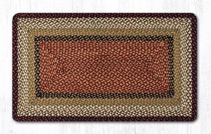 C-019 Burgundy & Mustard Braided Rug - Oblong - Ozark Cabin Décor, LLC